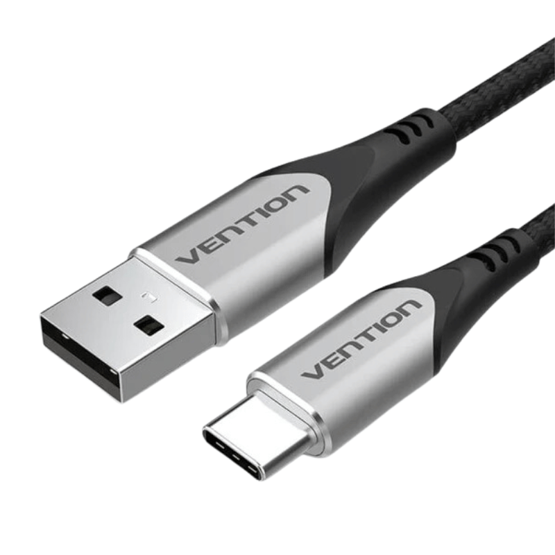 Vention Cotton Braided USB 2.0 A Male to C Male 3A Cable |Aluminum Foil+GND | Fast Charge Tecno , Redmi , OPPO , Xiaomi , Huawei