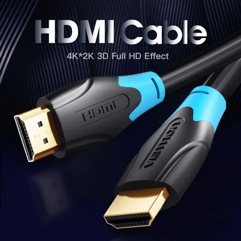 Vention Flat HDMI Cable 4K For laptop PS3/4 TV Box black | 1M | AACBF | Gold-Plated