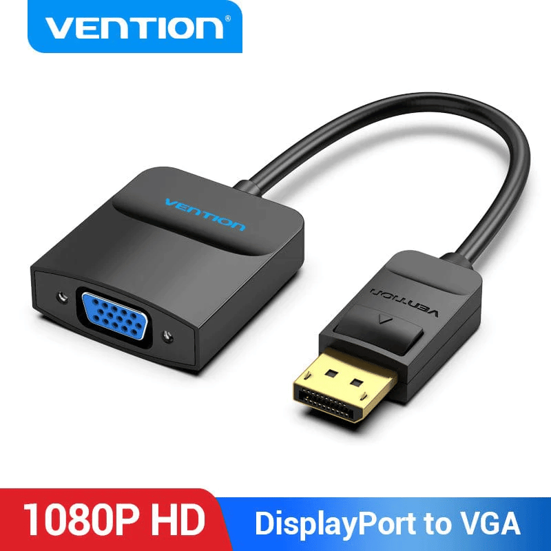 Vention Displayport to VGA Adapter 1080P Display Port Male to VGA Female Audio Converter for Projector HDTV Monitor DP to VGA | Gold Plated | HBFBB