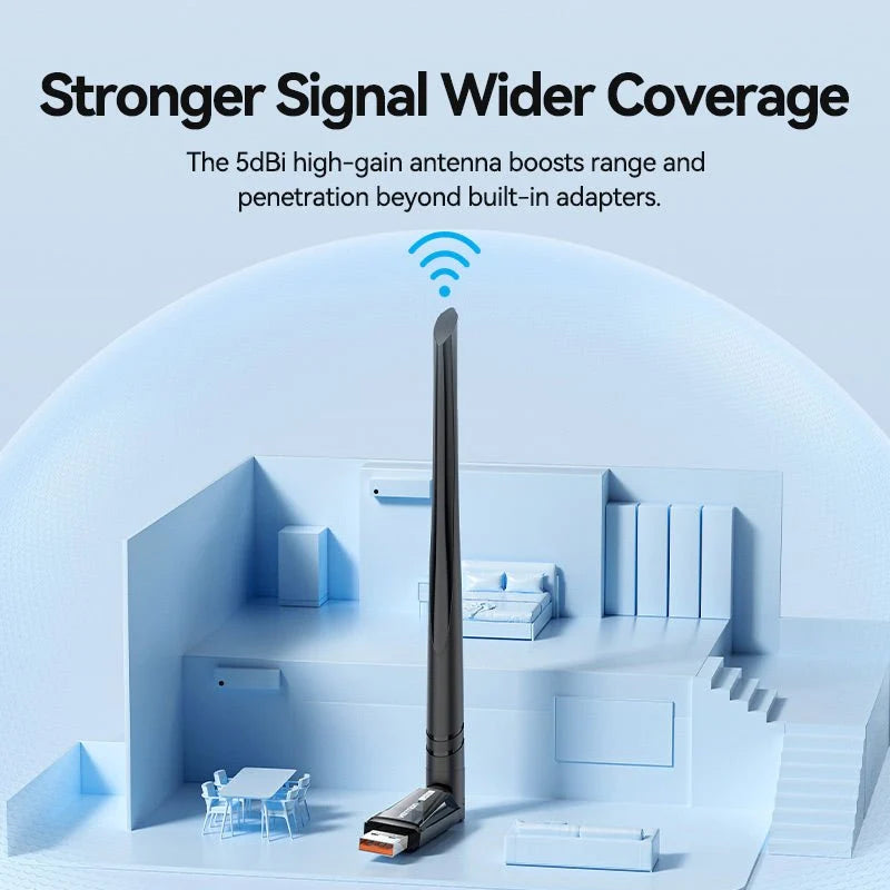 Vention AX900 USB Wi-Fi Dual Band Adapter With High Gain Antenna Black | KDWB0