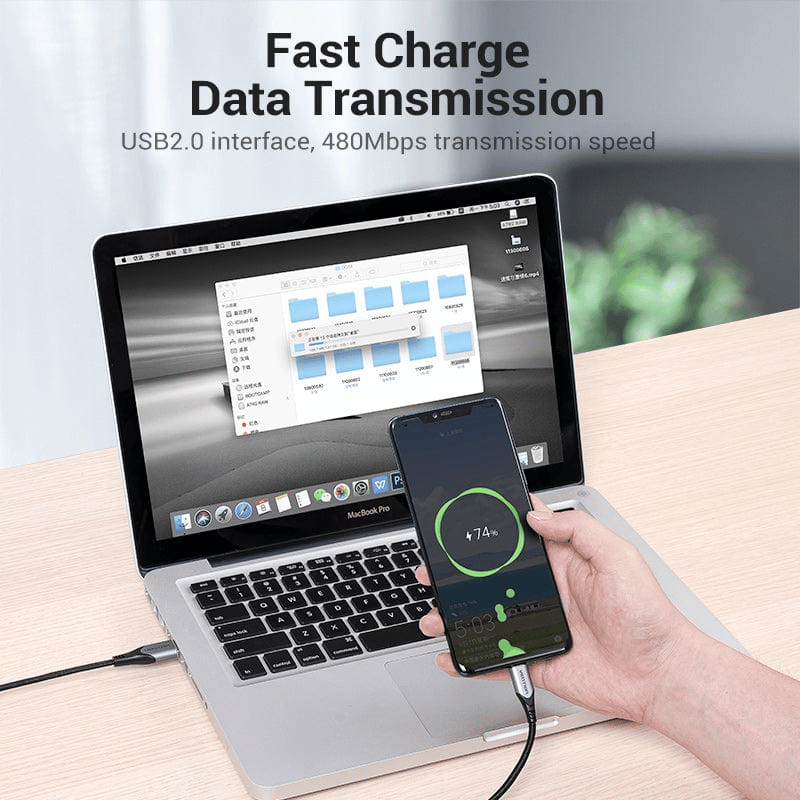 Vention USB-C to USB 2.0- 5A Fast Charging Cable 1M Gray | Aluminum Alloy Type | Nylon Braided