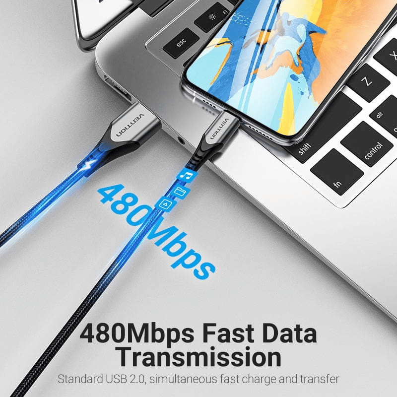 Vention  USB Cable for iPhones | MFi Certified |  2.4A Fast Charging  Cable | 1.5M