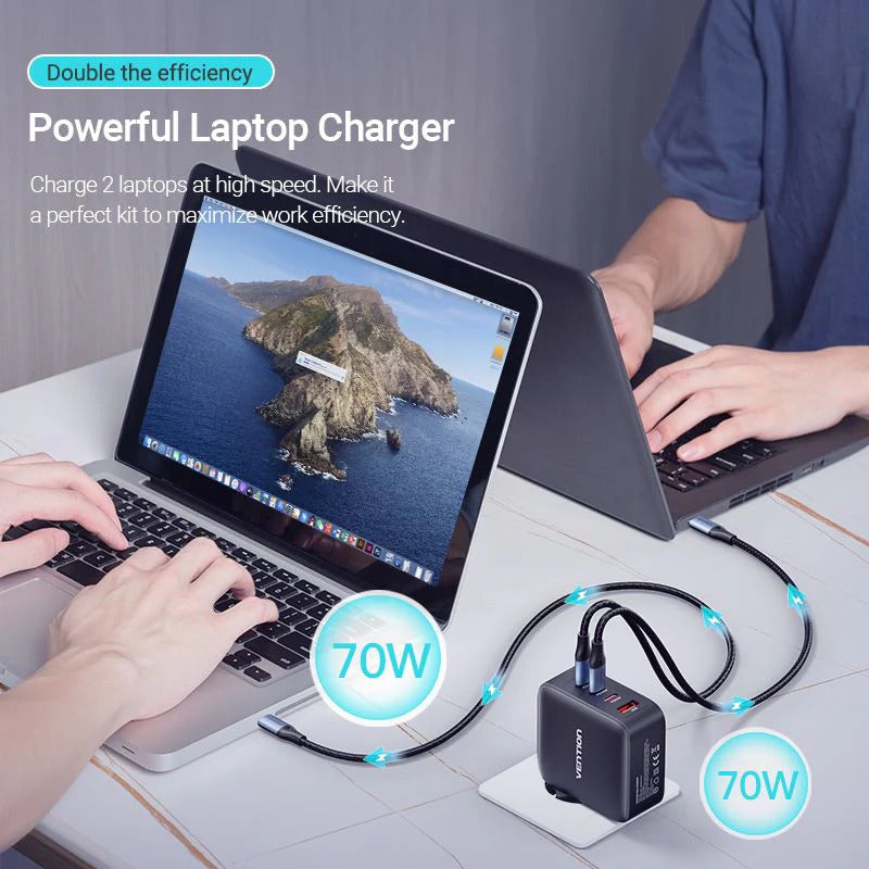 Vention 4-Port USB (C + C + C + A) GaN Charging Kit (140W/140W/30W/30W) EU PLUG |Fast Charge Macbook Pro , iPad , iPhones , Laptops