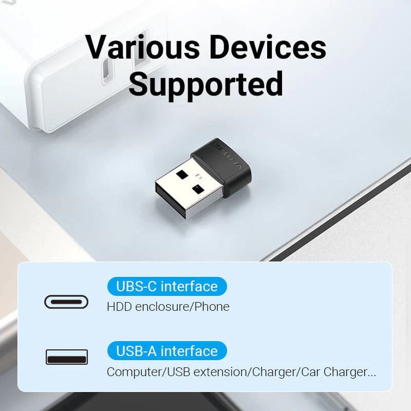 Vention USB 2.0 Male to USB-C Female Adapter Black PVC Type | CDWBO