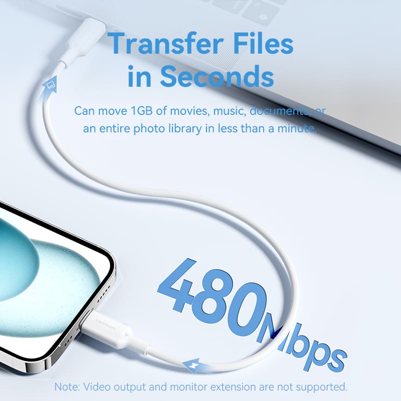 Vention USB 2.0 Type-C Male to Type-C Male 3A Cable | 2M | TRCWH