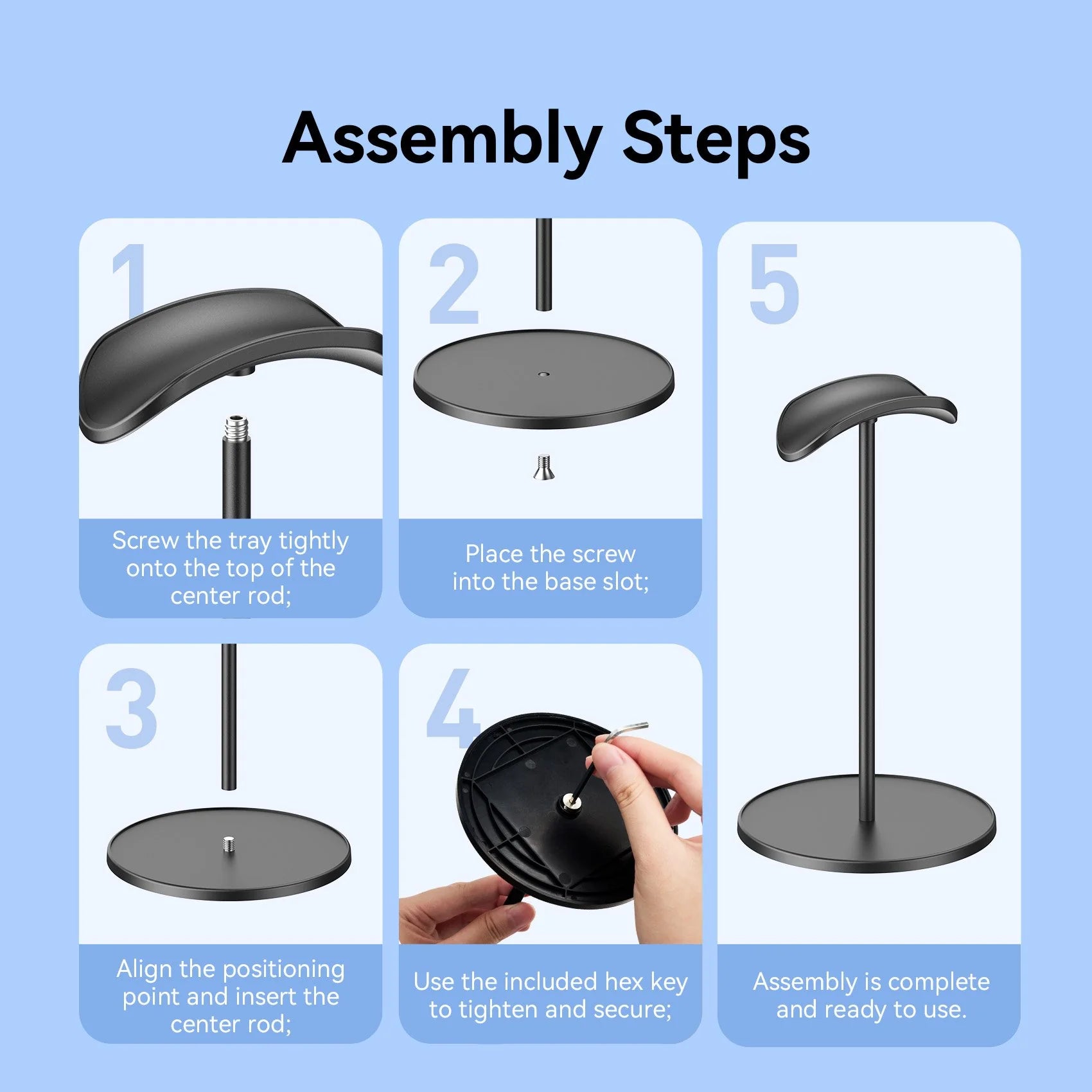 Vention Premium U-Shaped Desktop Headphone Stand Black ABS + Rubber-Coated Metal Type | KSOB0