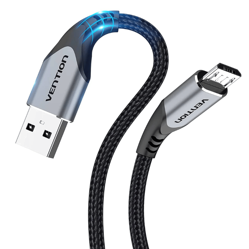 Cotton Braided USB 2.0 A Male to Micro-B Male 3A Cable Gray Aluminum Alloy Type | Fast Charging Speed