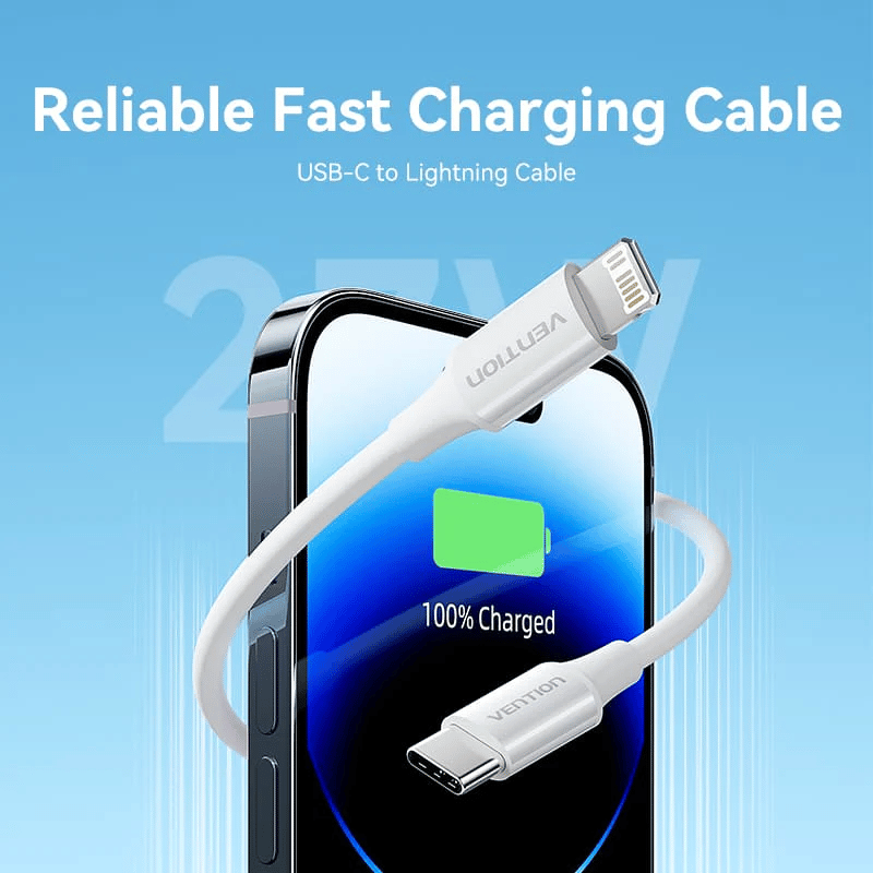 USB 2.0 Type-C Male to Lightning Male 3A Cable | 27W PD | iPhone & iPad | LAJWF