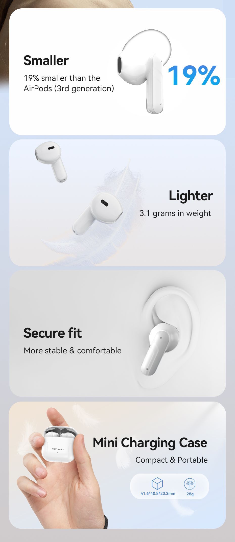 True Wireless Bluetooth Elf Earbuds E05 Black/ White