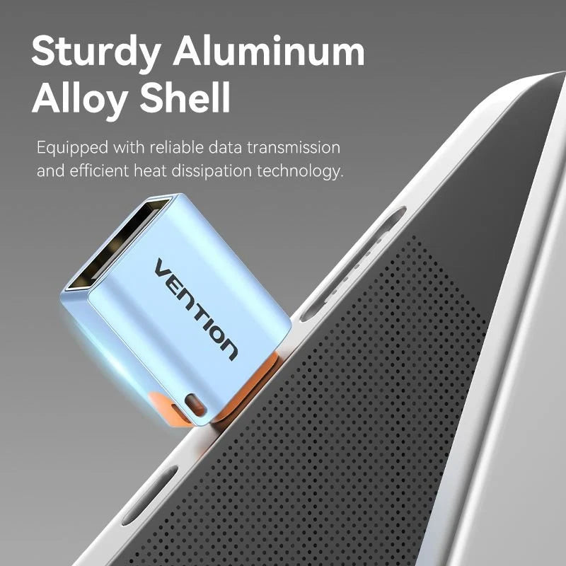 Vention USB 3.1 Type-C Male to USB Female OTG Adapter with Lanyard Gray Aluminum Alloy Type | CUBH0