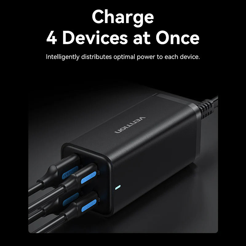 Vention 4-Port USB (C + C + A + A) GaN Charger (100W/ 100W/ 18W/ 18W) EU | Charge Upto 4 Devices