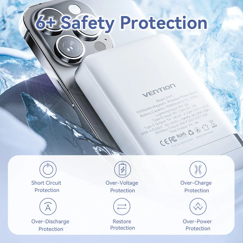 Vention 10000mAh Magnetic Wireless Power Bank 22.5W | FHTB0