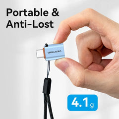 Vention USB 3.1 Type-C Male to USB Female OTG Adapter with Lanyard Gray Aluminum Alloy Type | CUBH0