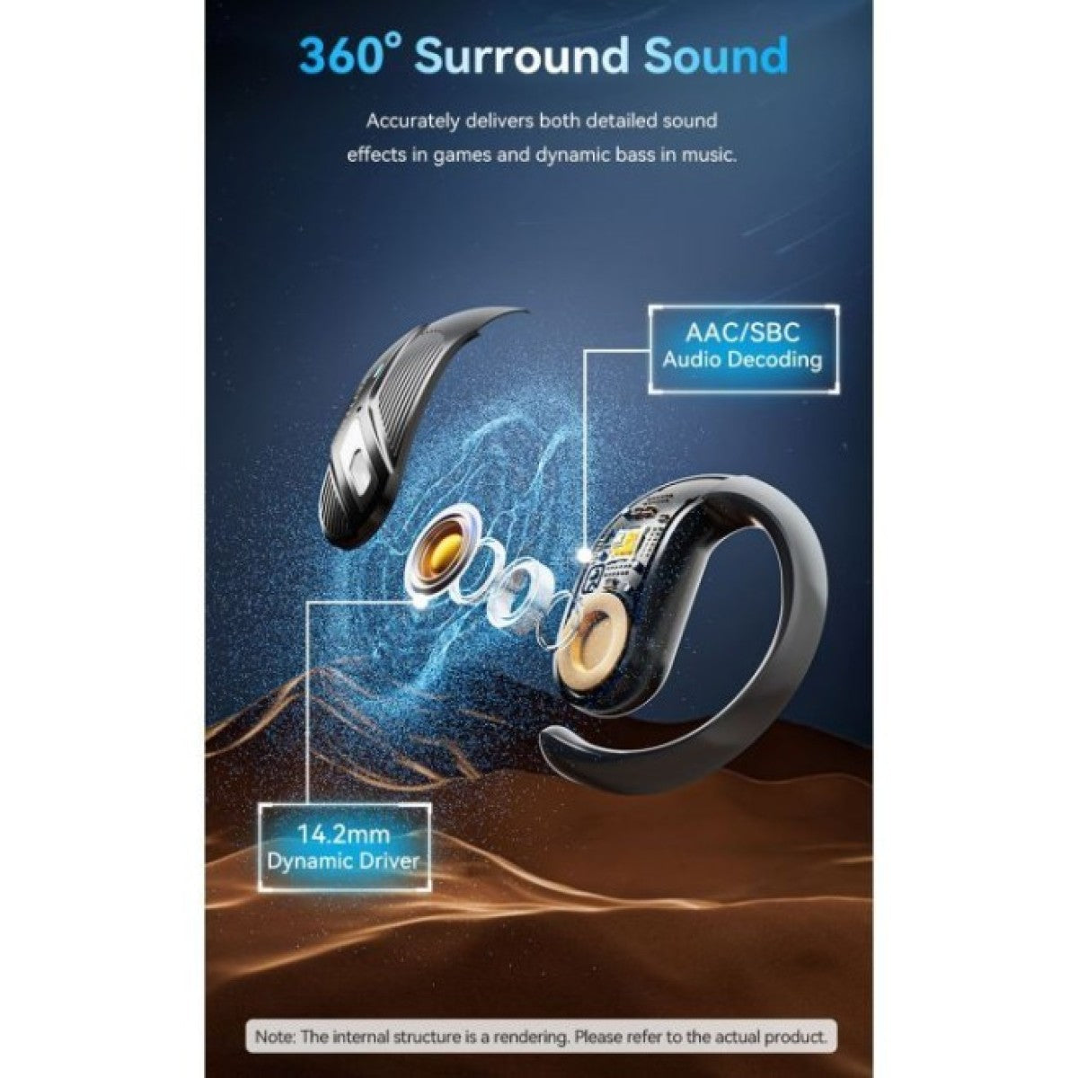 Vention OpenBeat O12 Black | NBUB0 | True Wireless Open Earbuds