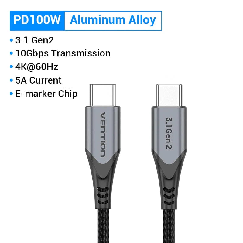 USB C to USB C Cable 100W USB3.1  | Fast PD Cable | MacBook Pro iPad Pro Samsung S20 | 4K 5A USB Type C  | TAHHF | 1M