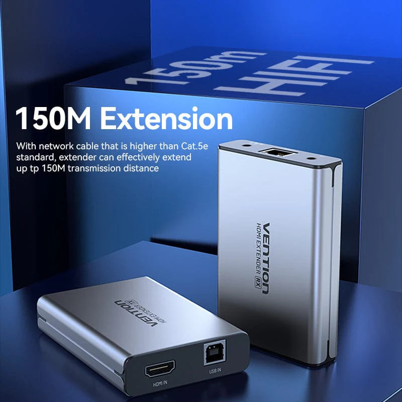 Vention HDMI™ Network Cable Extender 160M – Gray Aluminum Alloy (EU Standard) AKBH0