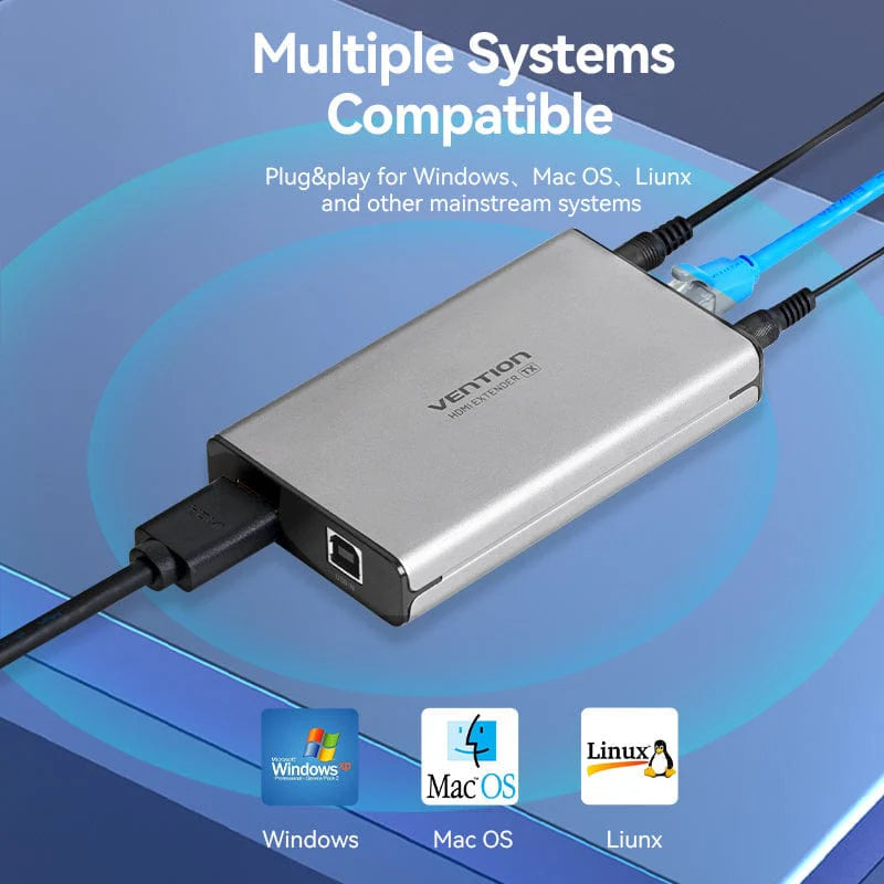 Vention HDMI™ Network Cable Extender 160M – Gray Aluminum Alloy (EU Standard) AKBH0