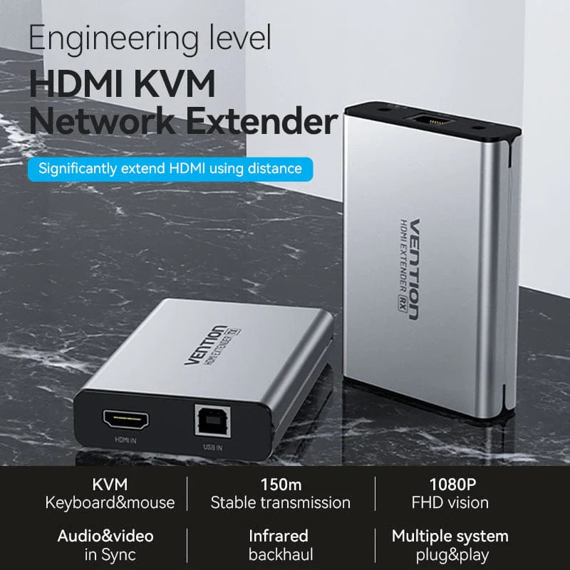 Vention HDMI™ Network Cable Extender 160M – Gray Aluminum Alloy (EU Standard) AKBH0
