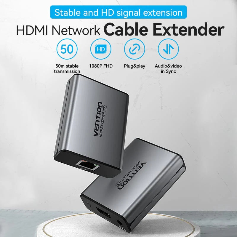 Vention HDMI™  | AKGH0-EU | Network Cable Extender 60M Gray Aluminum Alloy Type EU Standard
