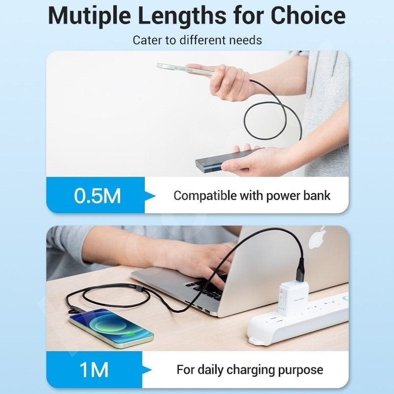 USB 2.0 A Male to 2-in-1 Micro-B&Lightning Male Cable | MFi Certified | 1M Gray Aluminum Alloy  |CQHHF