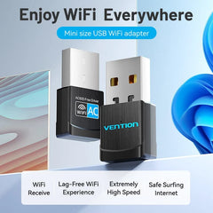 Vention USB Wi-Fi Dual Band Adapter 2.4G/5G Black | KDSB0