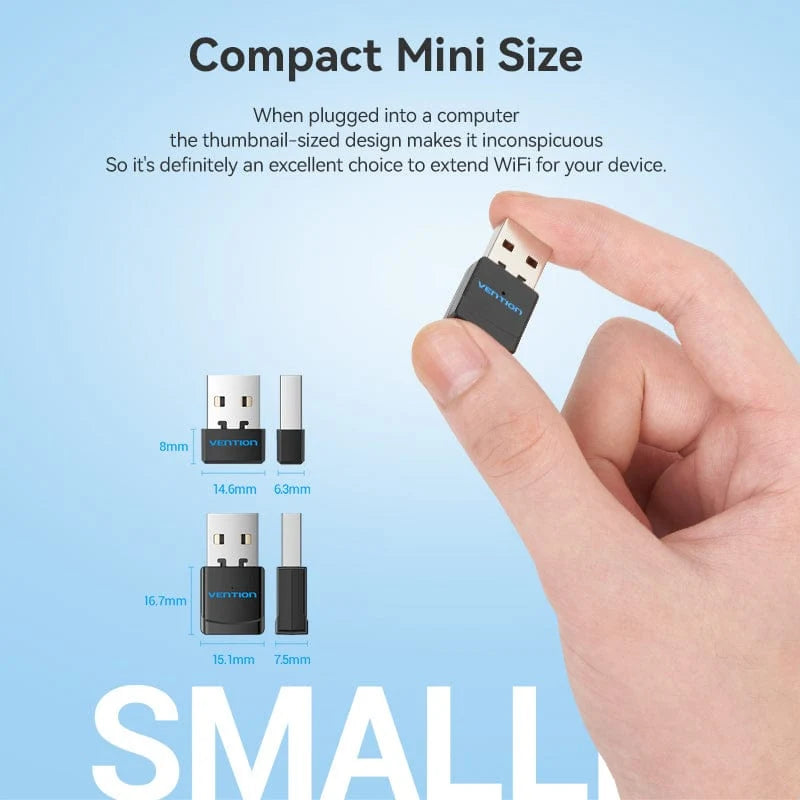 Vention USB Wi-Fi Dual Band Adapter 2.4G/5G Black | KDSB0