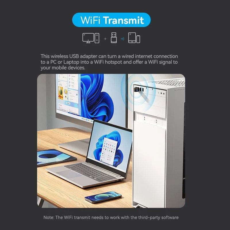 Vention USB Wi-Fi Dual Band Adapter 2.4G/5G Black | KDSB0